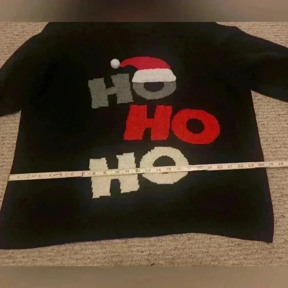 White Stag Women's Vintage Ho Ho Ho Christmas sweater Black size large - Picture 3 of 8